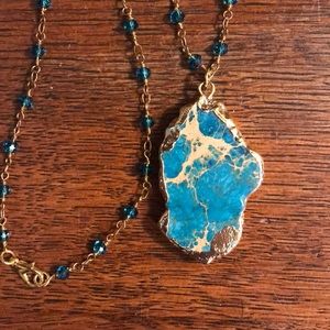 Agate Gold Dipped Pendant Necklace